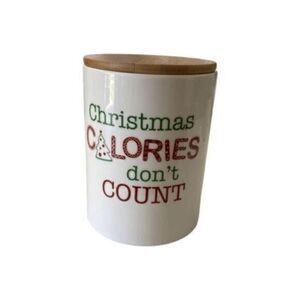 EUC - Genz Ceramic Cookie Jar “Christmas Calories Don’t Count”